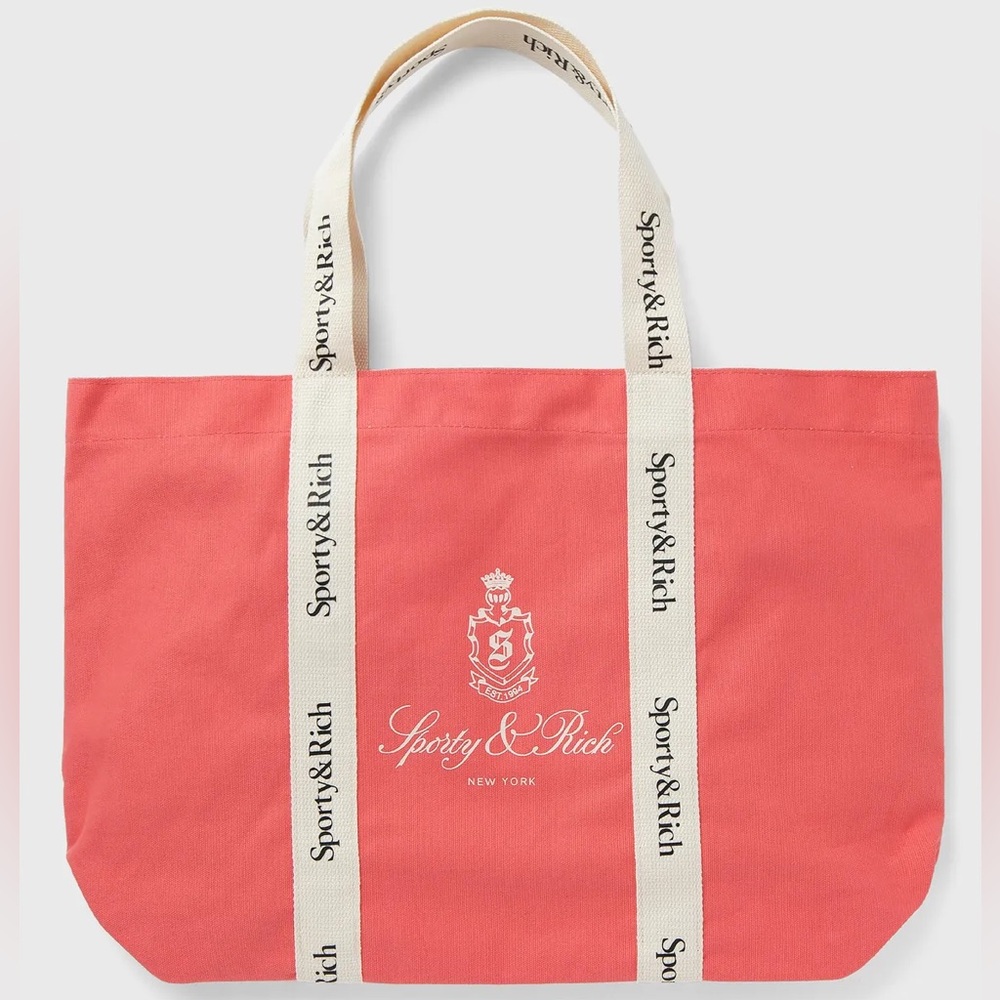 COPY - SPORTY & RICH VENDOME CLUB TOTE BAG COTTON | Coral Color | Gently Used